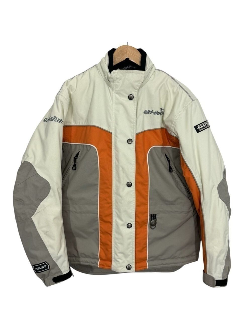 BRP Ski-Doo Winter Jacket Womens M Cream Grey Orange Primaloft Insulated Coat
